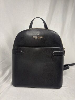 kate spade Black Saffiano Backpack with Gold Logo